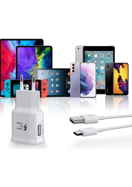 Type-C Kablo + Şarj Aleti Kablo Dahil Samsung, Huawei, Xiaomi Uyumlu Takım Şarj Aleti indirimleri