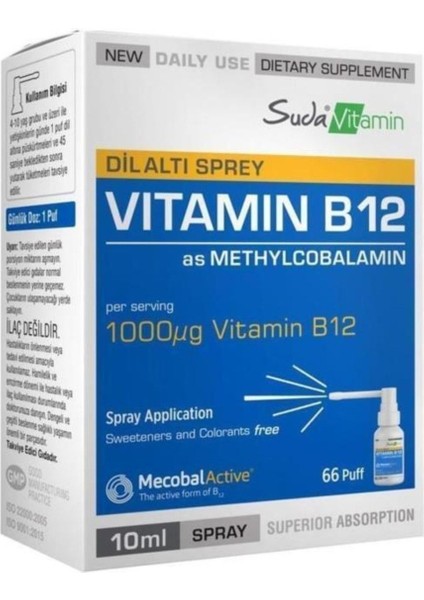 B12 Dil Altı Spreyi 10 Ml 2 Adet