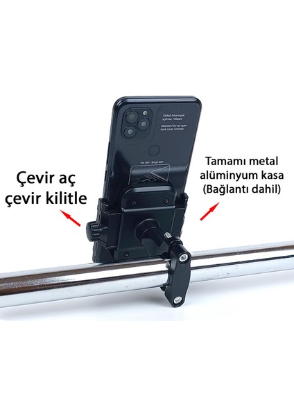 MT04 Alüminyum Metal Kasa Motor ve Bisiklet Telefon Tutucu