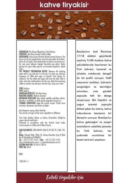 Orta Kavrulmuş Türk Kahvesi 1 kg