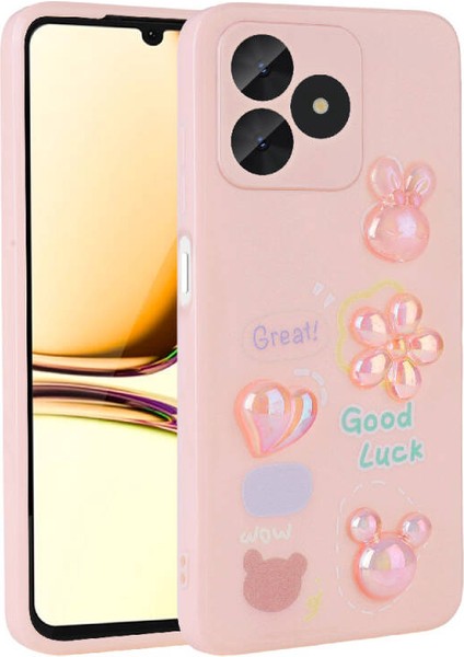 Realme C53 Kılıf Kabartma Figürlü Parlak Zore Toys Silikon Kapak