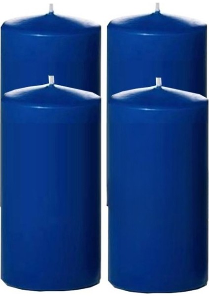4 Lü 5X12 Mavi Kütük Mum