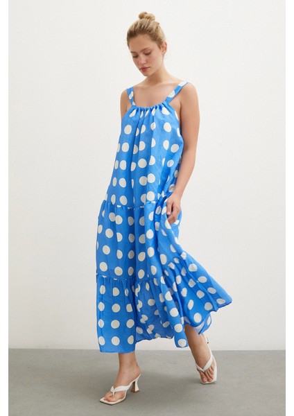 Askılı Puanlı Elbise Mavi fiyatları