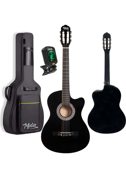 CG-390BK-XBAG Siyah Klasik Gitar 4/4 Sap Ayarlı Kesik Kasa Full Set (Çanta Tuner Askı Capo Metod Pena)