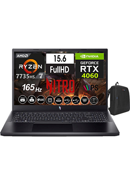 Nitro V15 ANV15-41 Amd Ryzen7 7735HS 96GB Ddr5 Ram 2tb SSD WINDOWS11HOME 15.6 Inç Fhd 165Hz 8gb RTX4060 Taşınabilir Bilgisayar NHQSFEY00331+WEBLEGELSINÇANTA