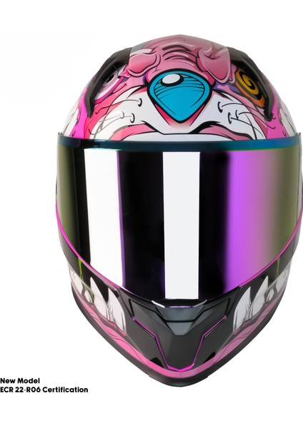 Motosiklet Kadın Kaskı 22.R06 Sertifikalı Güneş Vizörlü Fiber Kask Full Face Motor Kask Horus Lady