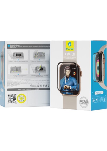 Apple Watch 7 / 8 / 9 - 41mm Uyumlu Uygulama Aparatlı Akıllı Saat Ekran Koruyucu - Tam Koruma
