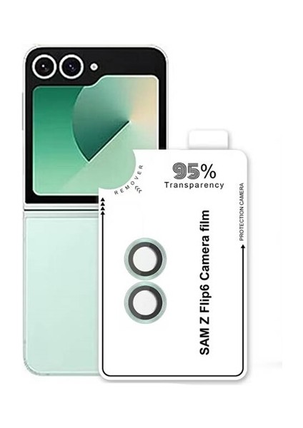 Samsung Galaxy Z Flip 6 Kamera Koruyucu Parmak Izi Bırakmayan Safir Cam CL11 Yeşil