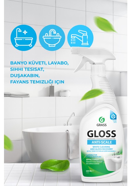 Gloss Sprey Temizleyici Banyo Için Temizleyici ve Kireç Çözücü - 600ML