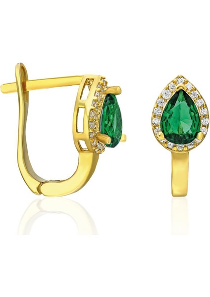 Yeşil Damlalı Taş Küpe