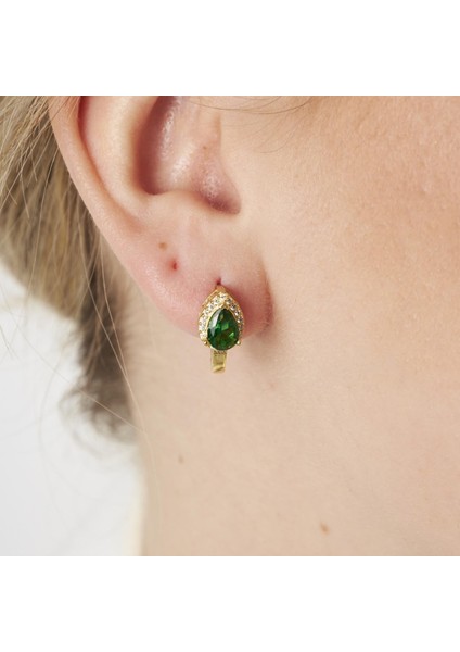 Yeşil Damlalı Taş Küpe modelleri