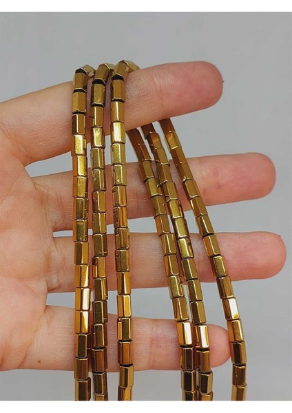 Bileklik Boy Hematit Taşı Yarım Dizi 3.5*6mm (48190) (18CM Uzunluğundadır)