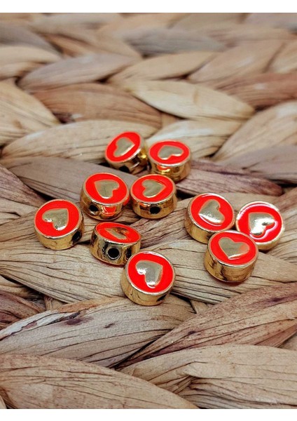 Altın Kaplama Turuncu Kalp Ara Aparat/2 Adet (51856)