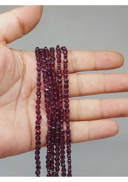 Bileklik Boy Lal (Garnet) (Granat) Taşı Yassı Dizi 2.5*4mm (51208) Yarım Dizi (17CM Uzunluğundadır)