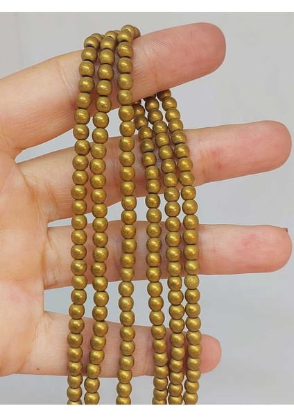 Bileklik Boy Hematit Taşı Yarım Dizi 4mm (48178) (18CM Uzunluğundadır)