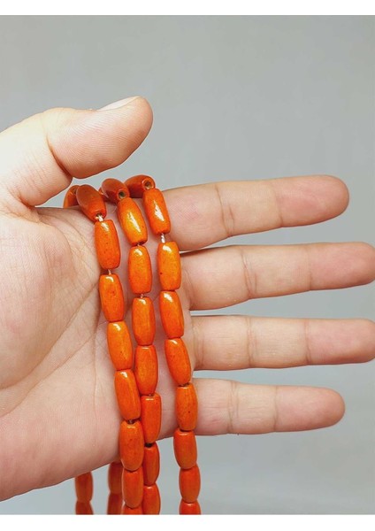 Bileklik Boy Ahşap Silindir Kesim Yarım Dizi 7*14MM Turuncu (51432) (18CM Uzunluğundadır)