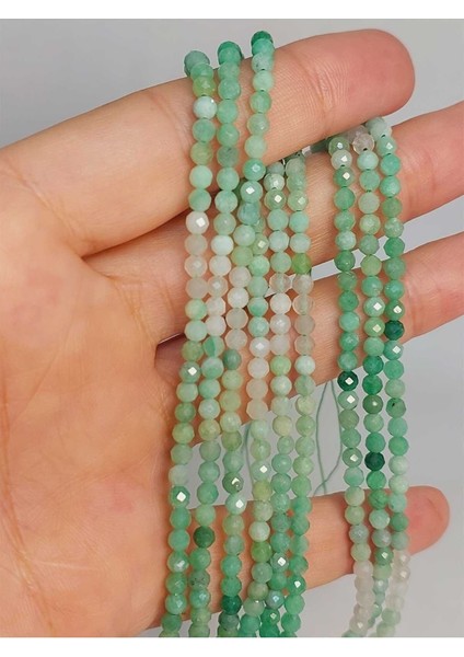 Bileklik Boy Zümrüt Taşı Faset Kesim 3mm Dizi (45910) Yarım Dizi (17CM Uzunluğundadır)