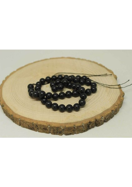 Çeyrek Dizi (9cm Uzunluğundadır!) Shungite (Şungit) Taşı Çeyrek Dizi 8mm