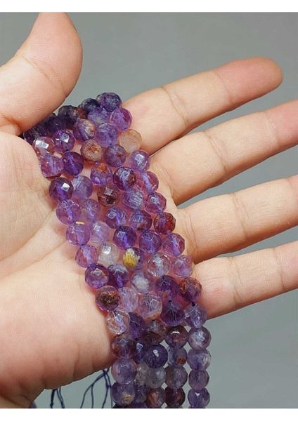 Bileklik Boy Ametrin Taşı Faset Kesim Yarım Dizi 8mm (51352) (18CM Uzunluğundadır)