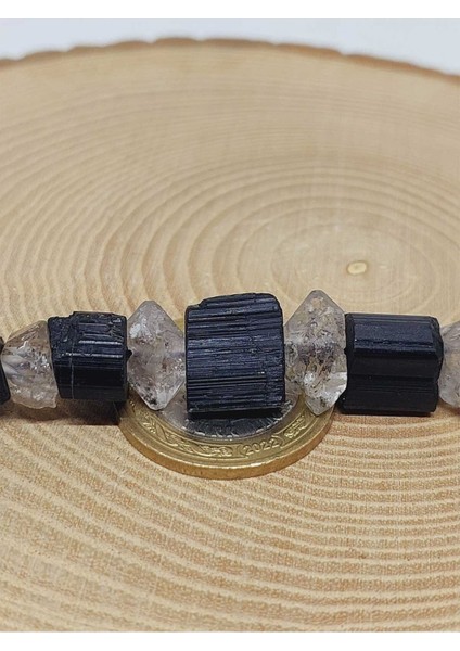 Turmalin & Herkimer Kuvars Taşı Ham Parçalar Otantik Kolye (51328) fiyatları