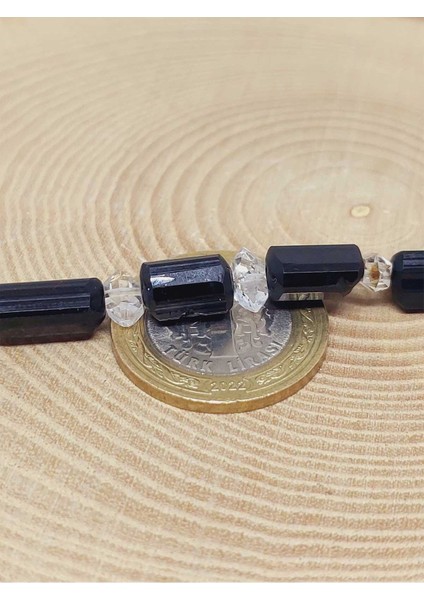 Turmalin & Herkimer Kuvars Taşı Ham Parçalar Otantik Kolye (51328) fırsatları