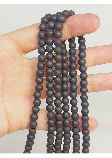 Bileklik Boy Hematit Taşı Yarım Dizi 6mm (48122) (18CM Uzunluğundadır)