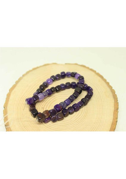 Çeyrek Dizi (9cm Uzunluğundadır!) Akik Taşı Küp Şekilli 7-8mm Aralığı Çeyrek Dizi (24260)