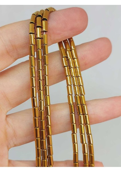 Bileklik Boy Hematit Taşı Dizi 2.5*5mm (49656) Yarım Dizi (17CM Uzunluğundadır)