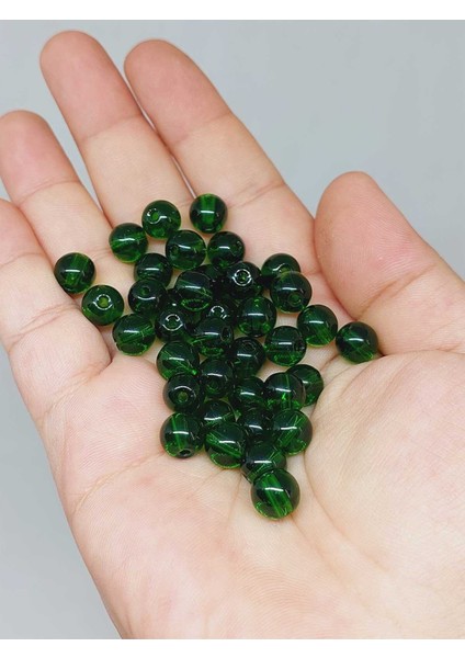Yeşil Renkli Cam Boncuk 8MM/50ADET (51666)