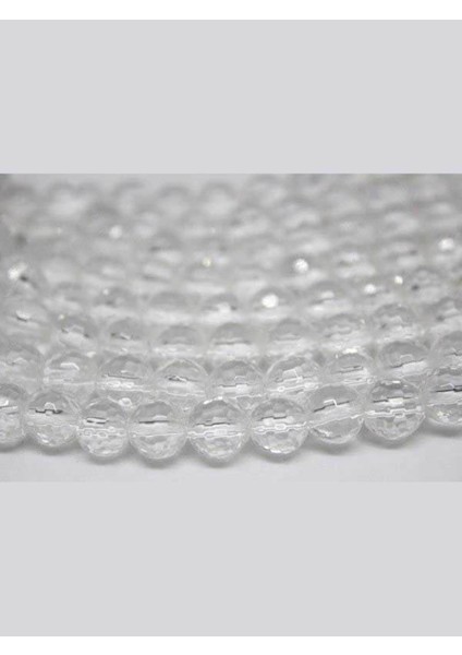 Çeyrek Dizi (9cm Uzunluğundadır!) Kristal Kuvars Taşı Faset Kesim Çeyrek Dizi 8mm