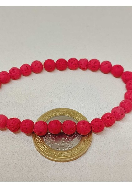 Lav Taşı Kırmızı Renk Bileklik 6mm (52388) fiyatları
