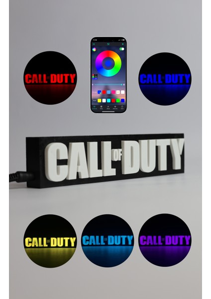 Call Of Duty - Rgb LED Işıklı 3 Boyutlu Tabela - 20CM x 4.5cm x 2cm (Bluetooth Kontrollü)