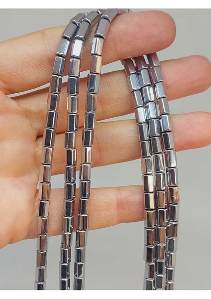 Bileklik Boy Hematit Taşı Yarım Dizi 3.5*6mm (48186) (18CM Uzunluğundadır)