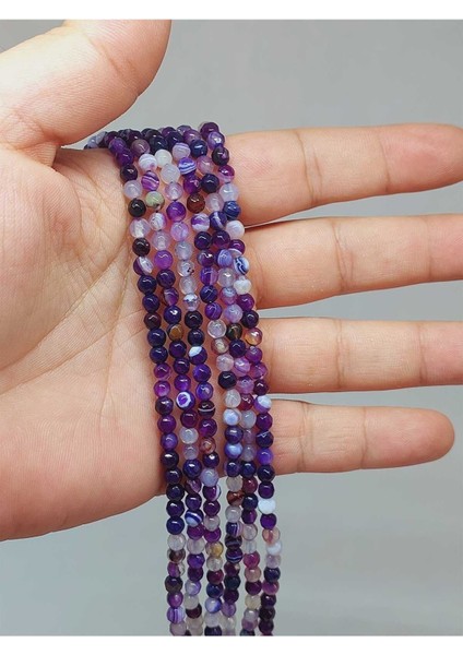 Bileklik Boy Akik Taşı Faset Kesim Yarım Dizi 4mm (18CM Uzunluğundadır)