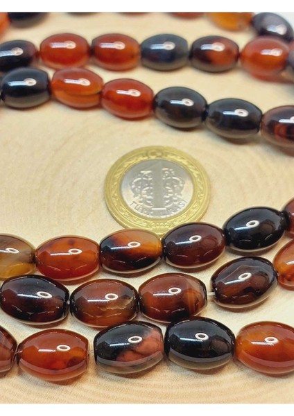 Bileklik Boy Akik Taşı Arpa Kesim 10X13.5MM Yarım Dizi (49448) (18CM Uzunluğundadır) fiyatları