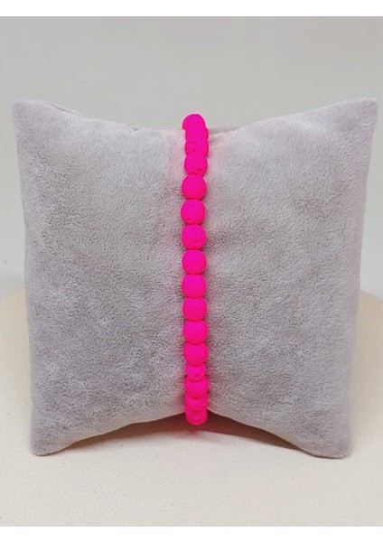 Lav Taşı Fosforlu Pembe Renk Bileklik 6mm (52392)