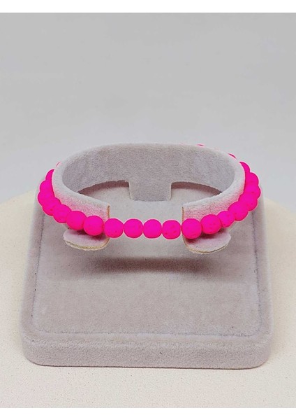 Lav Taşı Fosforlu Pembe Renk Bileklik 6mm (52392) modelleri