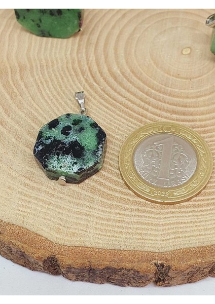 Anyolit (Rubizoit, Rubyzoisit) Taşı Sekizgen Kolye Ucu (51954) fiyatları