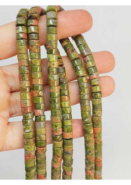 Bileklik Boy Unakit Taşı Şekilli 3X6MM Yarım Dizi (49340) (18CM Uzunluğundadır)