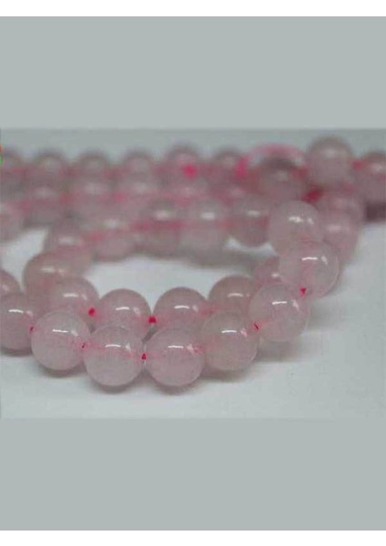 Çeyrek Dizi (9cm Uzunluğundadır!) Pembe Kuvars Taşı Çeyrek Dizi 8mm