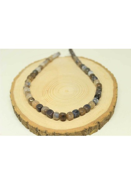 Çeyrek Dizi (9cm Uzunluğundadır!) Akik Taşı Küp Şekilli 7-8mm Aralığı Çeyrek Dizi (24265)