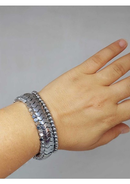 Hematit Tasarım Unisex Bileklik (3lü Set) (51570)