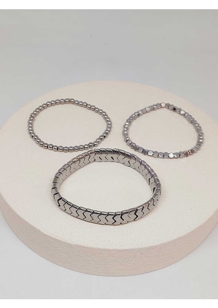 Hematit Tasarım Unisex Bileklik (3lü Set) (51570) fiyatları