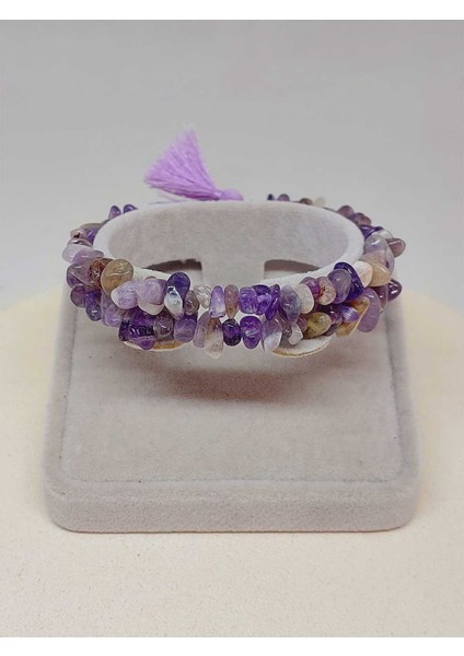 Ametist Taşı Helezon Doğal Küçük Parçalar Tasarım Bileklik (52418) fiyatları