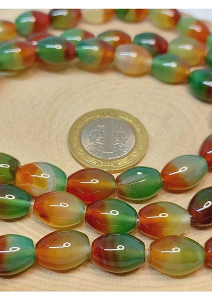 Bileklik Boy Akik Taşı Arpa Kesim 10X13MM Yarım Dizi (49436) (18CM Uzunluğundadır) fiyatları