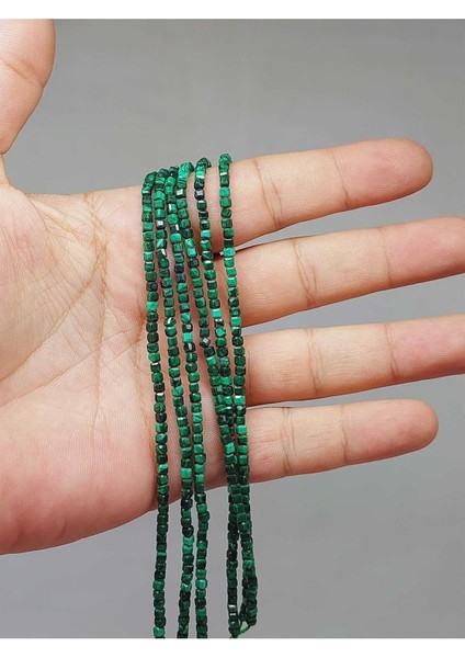 Bileklik Boy Malakit Taşı Küp Şekilli Dizi 2mm (51178) Yarım Dizi (17CM Uzunluğundadır)