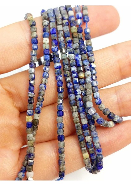 Bileklik Boy Lapis Taşı Küp Şekilli Dizi 2mm (45308) Yarım Dizi (17CM Uzunluğundadır)