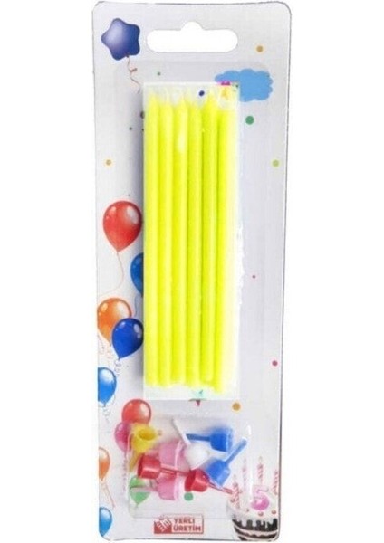 Doğum Günü Pasta Mumu Pastel 10 cm - 12 Adet Sarı