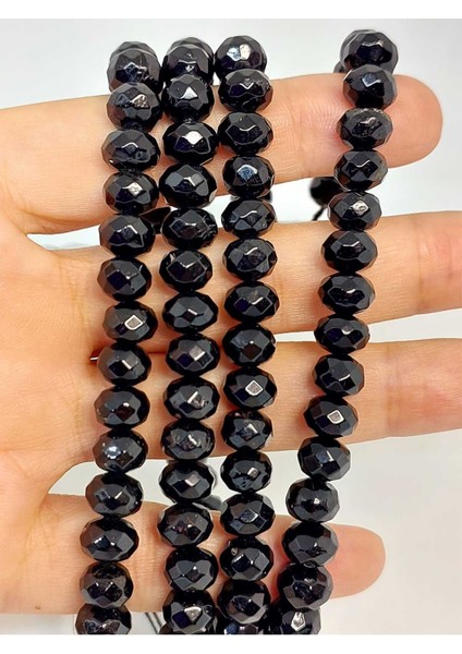 Bileklik Boy Turmalin Taşı Rondela Faset Kesim 5.5*7.5mm Yarım Dizi (45828) (18CM Uzunluğundadır)