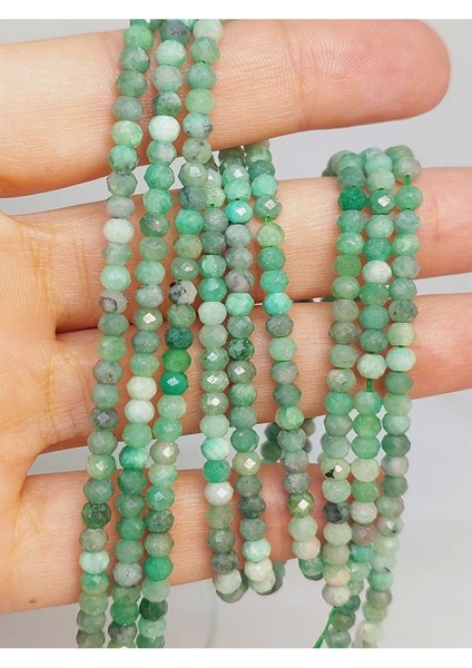 Bileklik Boy Zümrüt Taşı Rondela Faset Kesim Dizi 2.5*3.5mm (45914) Yarım Dizi (17CM Uzunluğundadır)